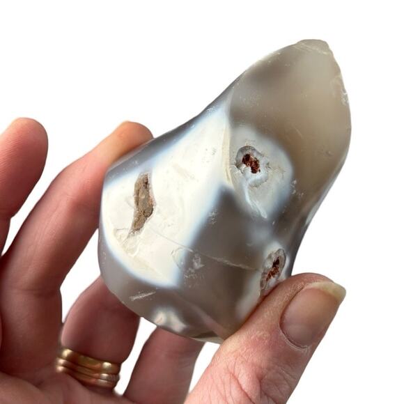 Natural Orca Agate Druzy Crystal Flame Torch Carving Agate Stone Mineral - Picture 6 of 6